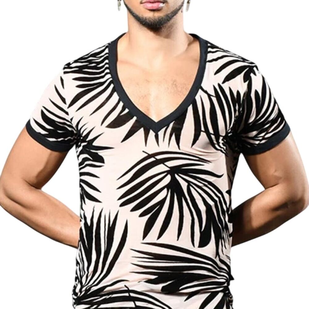 Andrew Christian Palmero Sheer V-Neck Tee Medium - Picture 6 of 9